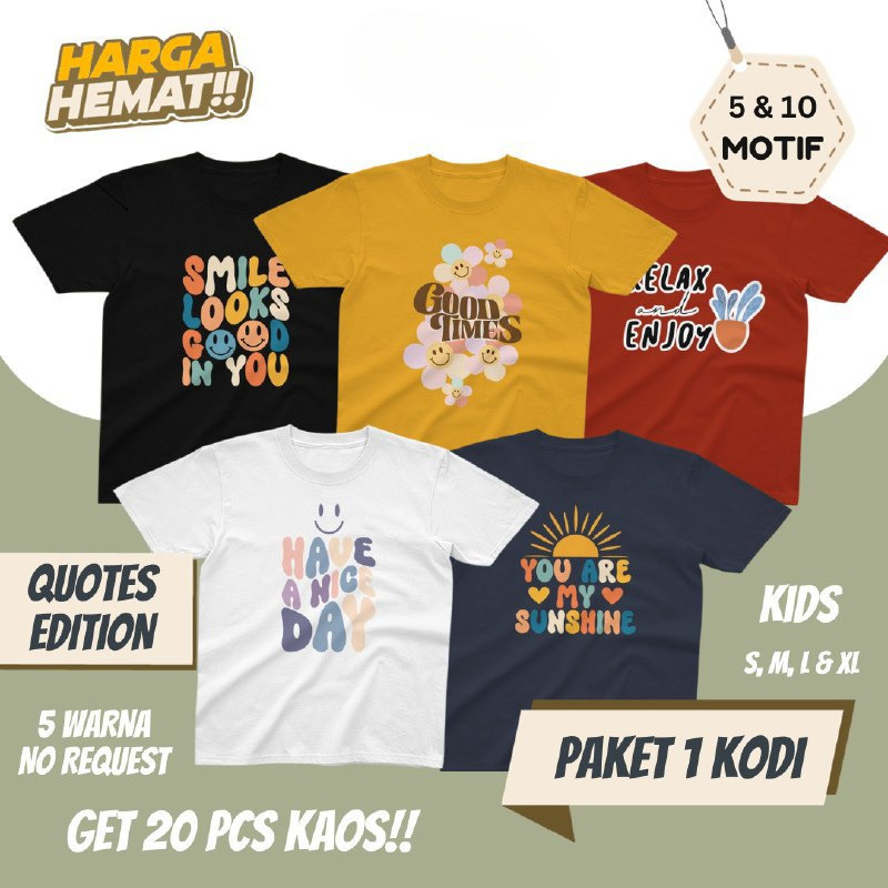 (Paket 1 Kodi) Kaos Anak QUOTES SERIES/Kaos Anak Cewek