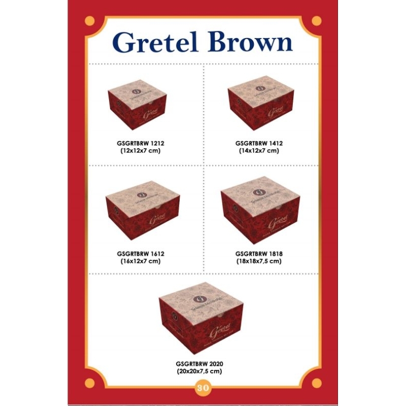 

isi 50 dus snack gretel gs brown / dus kue ukuran 12x12 12x14 12x16