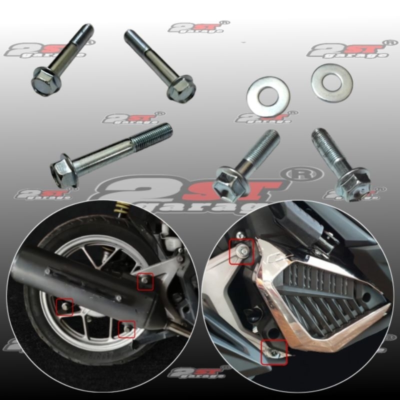 Baut Gantungan Knalpot/Baut Swing Arm Honda Vario 125-150 LED/ Vario 125 Old  Bohlam