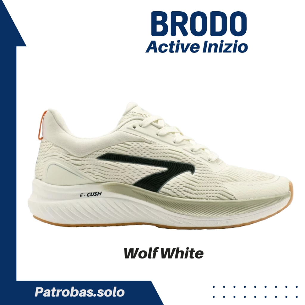 BRODO Active Inizio Arctic Wolf White Sepatu Sneakers Running Lari Pria Putih Original