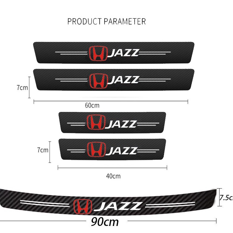 5pcs Stiker Pelindung Pintu Mobil Anti Gores Bahan Kulit Carbon Fiber Untuk Honda City Civic Fit Jaz