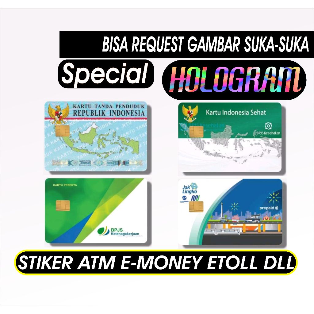 

Stiker Sticker Kartu Atm Skin card spesial hologram Laminating Glossy stiker cover