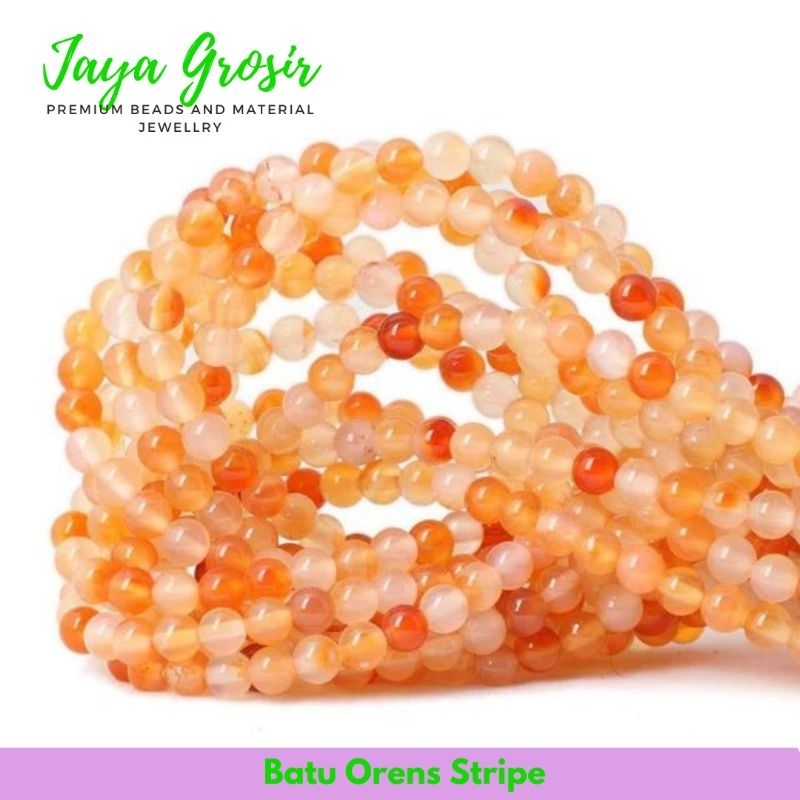 Batu Agate Orens Stripe Raflesia 4-12mm