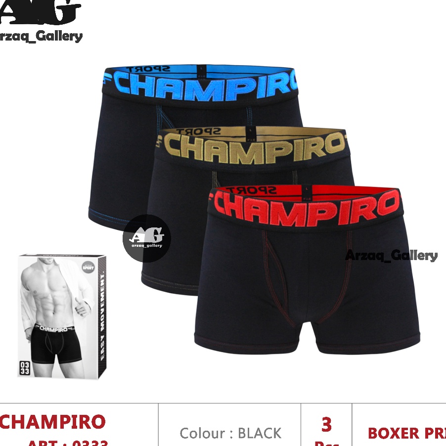 3 pcs Boxer champiro C333C  Boxer Pria  Cd Boxer  Champiro  Celana Dalam Pria  Celana Boxer  Celana 