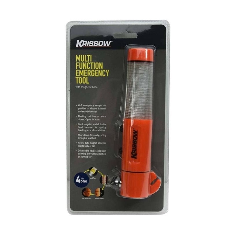Krisbow - Multifunction Emergency Tool Perkakas Keselamatan Darurat Mobil Multifungsi 4in1 (Senter, 