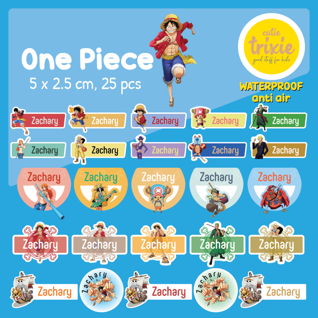 

Sticker label nama anak waterproof One Piece