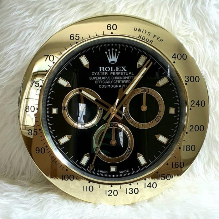 Jam Dinding Rolex Daytona gold hitam premium