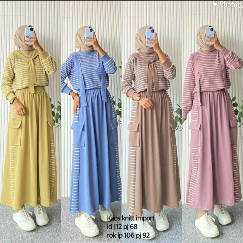 ONE SET SETELAN ROK KNIT