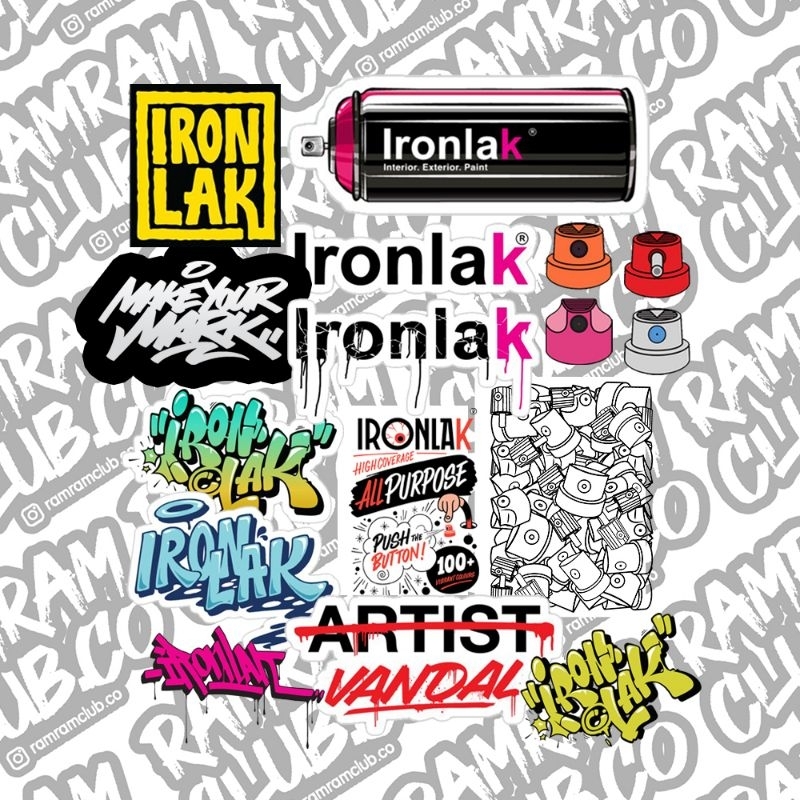 

STICKER PACK STIKER VINYL BRAND GRAFFITI STREETART IRONLAK WEATHERPROOF 16pcs