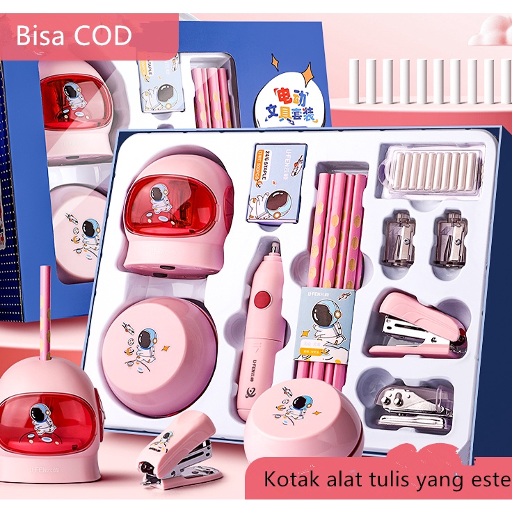 

COD NEWPRODUCT Electric Stationery Set Set Alat Tulis Elektrik Rautan Penghapus Vacuum Pensil 11 In 1