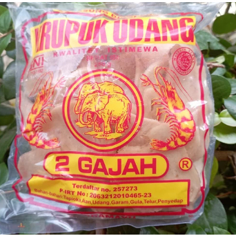 

Kerupuk Udang Krupuk Udang Mentah 250gr cap 2 gajah kwalitas istimewah