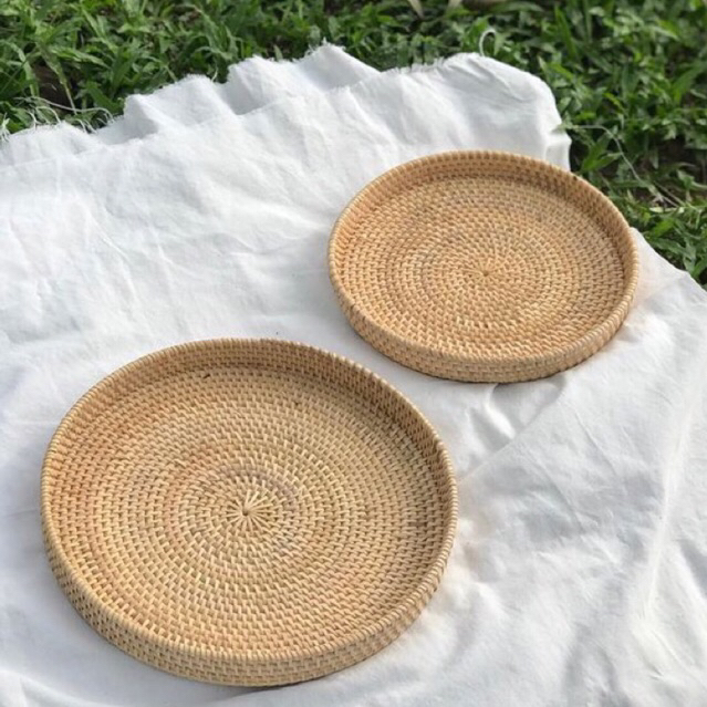 	 Janne Nampan Rotan Alami | Tray Handmade Handle Rotan Alami Aesthetic Alat Makan Restaurant Hotel	