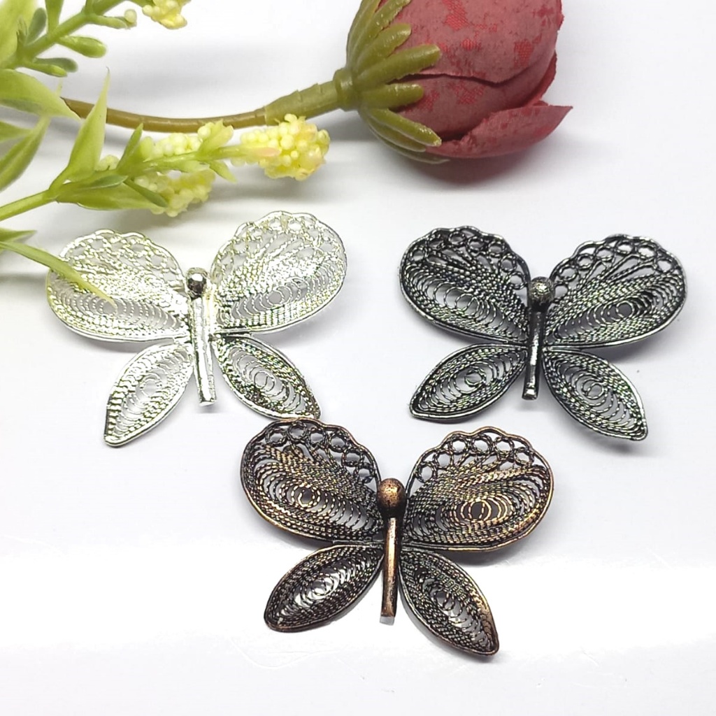 Bros Filigree Kebaya Jilbab Handmade Tembaga Krom Perak Asli Kotagede ID014