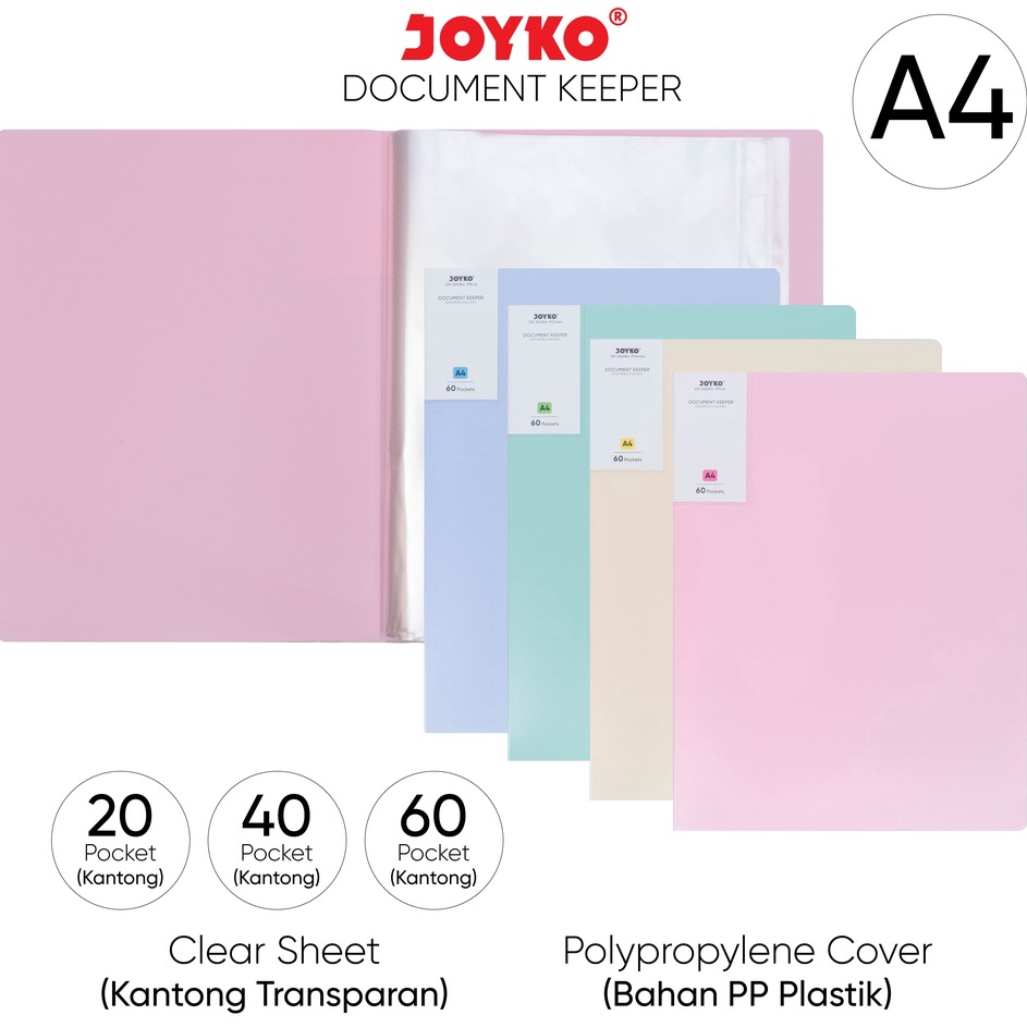 

TERBARU Document Keeper Clear Holder Map File Dokumen Folder Joyko DK Pastel
