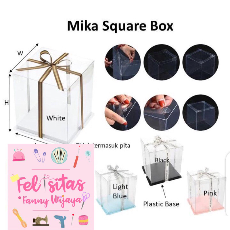 

Mika square box - box mika kotak - kotak kado - kotak kue transparant - box bunga - box kue - barang florist 1559 -HC