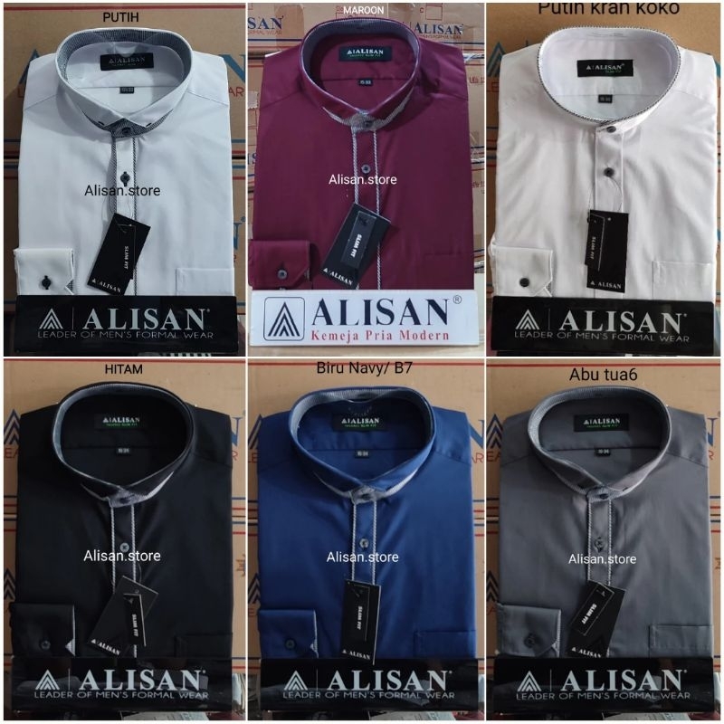 Kemeja Alisan Koko Kerah Lipat SLIMFIT Panjang