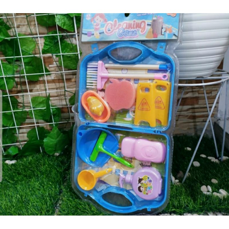 Mainan koper set cleaning sapu pel anak edukasi - mainan kado anak