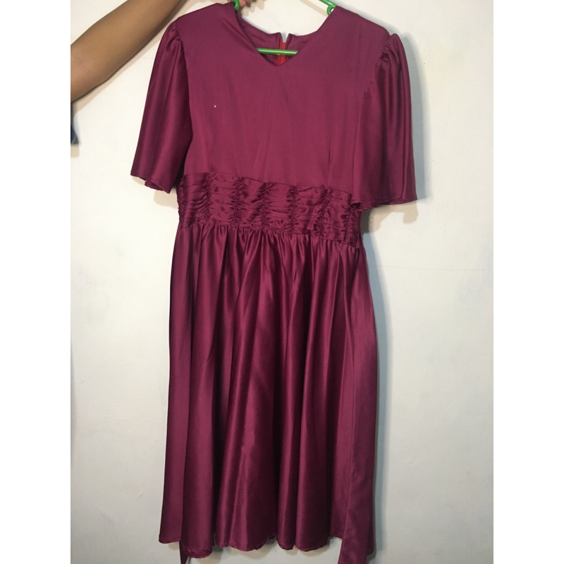 preloved dress merah bata/maroon