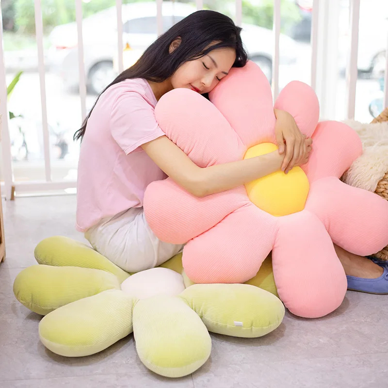 Bantal Sofa Bunga Aster Lucu Size 30cm Karakter Tanaman Aestetic Boneka Matahari Bahan Halus Lembut
