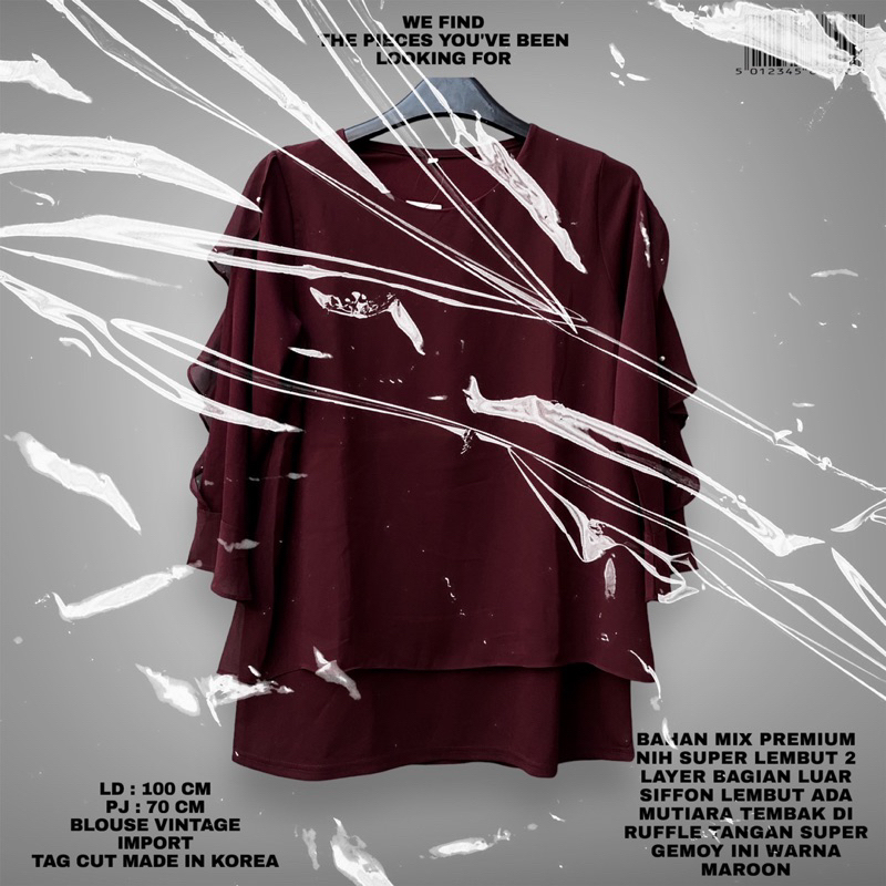 BLOUSE IMPORT / KOREAN LOOK/RUFFLE BLOUSE/ATASAN WANITA IMPORT/MAROON BLOUSE/RUFFLE BLOUSE IMPORT/KO