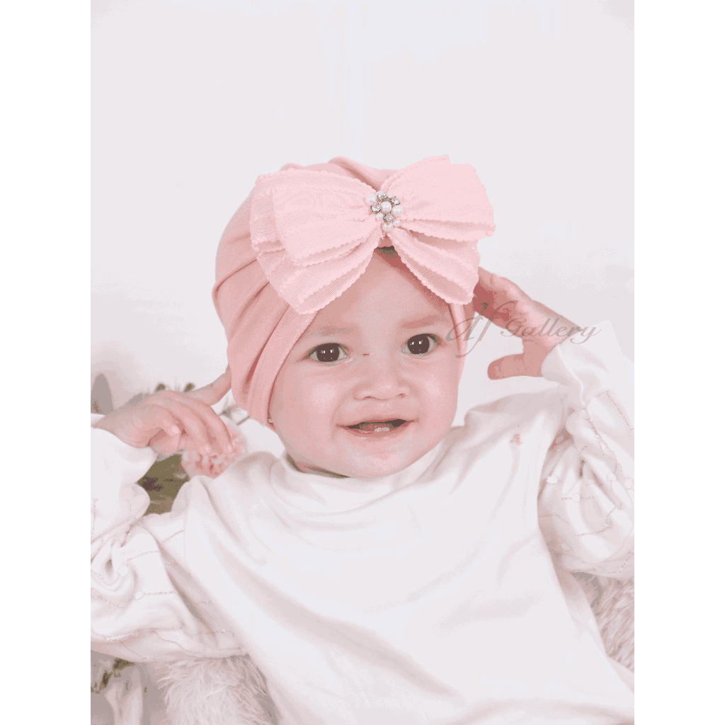 Turban Yuki Pita Sorban Bayi Motif Polos | Ciput Baby NewBorn |  Topi Anak Perempuan | Turban Sorban