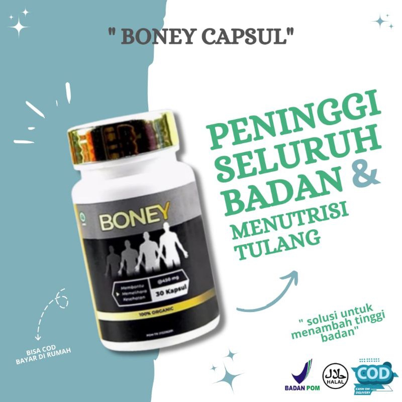BONEY KAPSUL PENINGGI HERBAL/ NAIK 5-15CM / SUPLEMEN PENINGGI BADAN / BONEY KAPSUL ORIGINAL / PENAMB