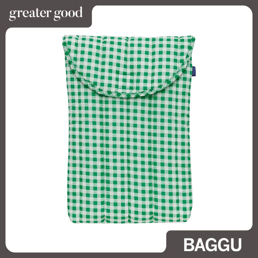 Baggu - Puffy Laptop Sleeve 16" in Green Gingham