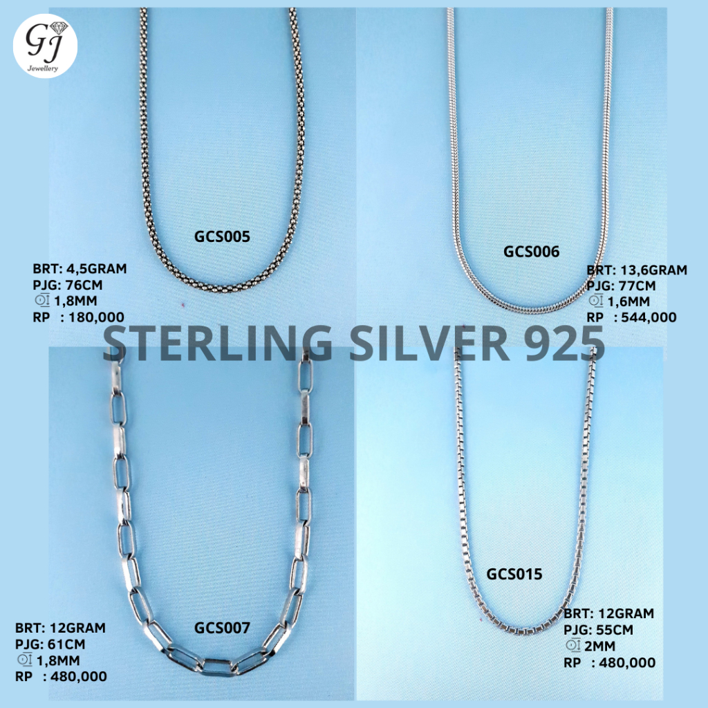 Perhiasan Perak - Kalung Perak - Rantai Kalung - Kalung Pria Wanita Silver  - Kalung Rantai Pendant 