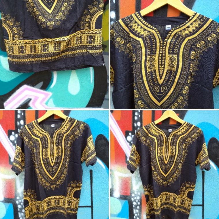 Buruan Beli KAOS BARONG DASHIKI HITAM KUNING JOGJA KAOS JOGJA KAOS ETNIK DASHIKI HITAM KUNING MIX KU