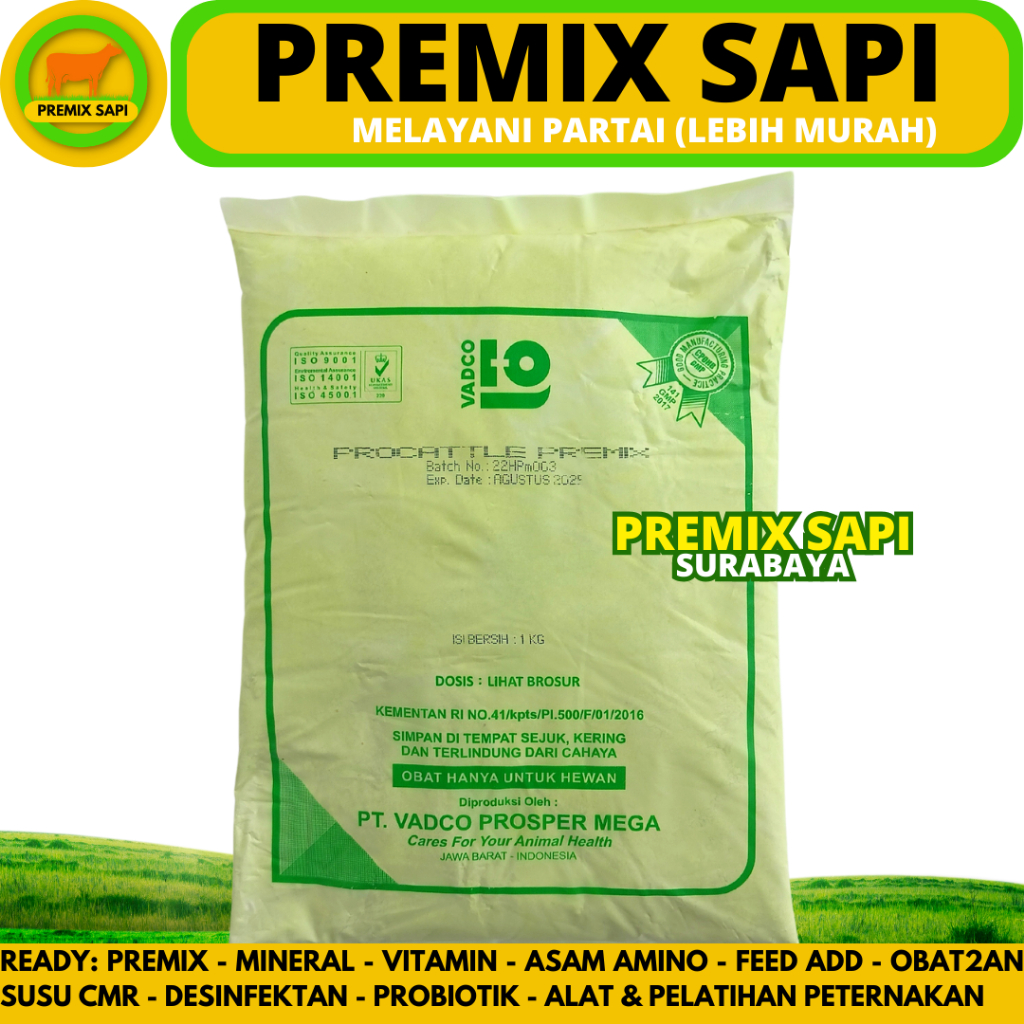 PROCATTLE PREMIX 1 Kg VADCO - PRO CATTLE Premix VADCO Vitamin Mineral Sapi Potong Perah Kambing