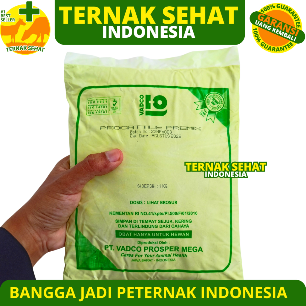 PROCATTLE PREMIX 1 KG VADCO - PRO CATTLE Premix Mineral Vitamin Asam Amino Sapi Potong Perah Kambing