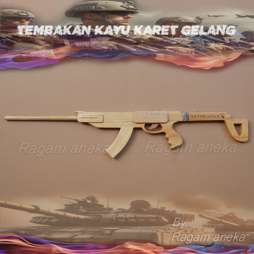 Mainan Tembakan Sniper Kayu Mp4 Karet Gelang #2