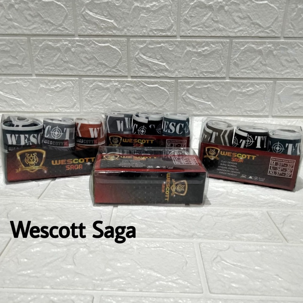 Murah Lebay Isi 3 PREMIUM BEST SELLER Celana Dalam Pria Dewasa  CD Wescott Saga  CD Boxer Wescott Sa