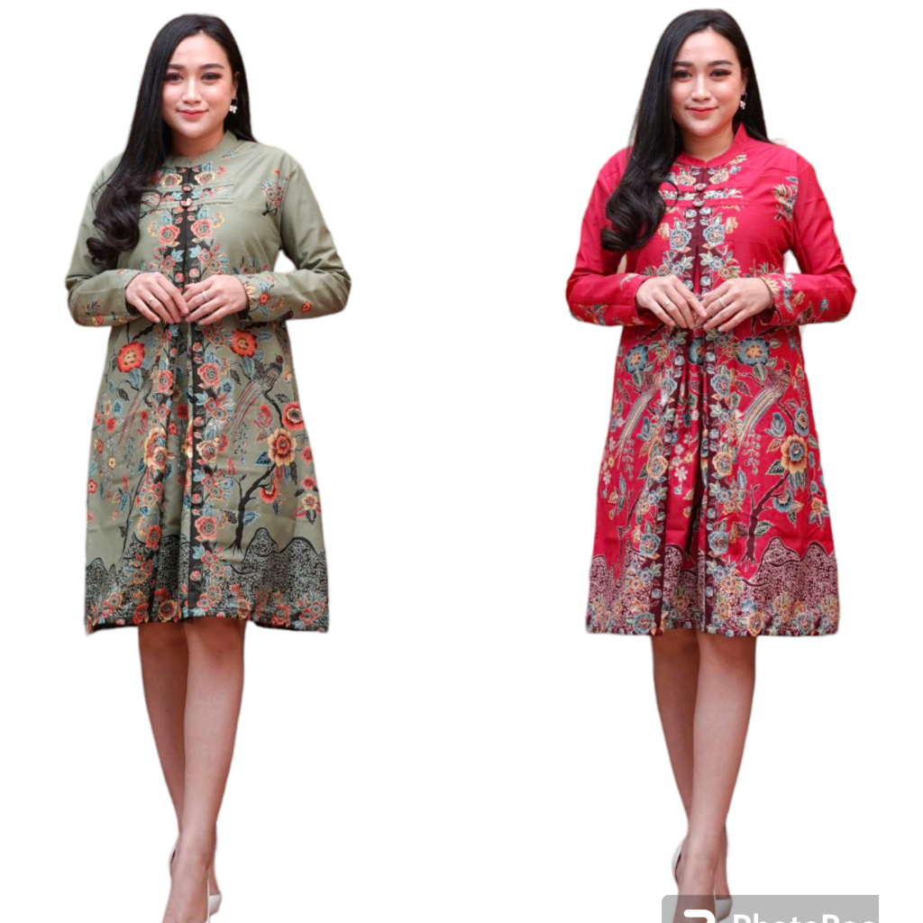 TUNIK BATIK JUMBO || ATASAN WANITA MODERN WARNA SAGE ELEGAN