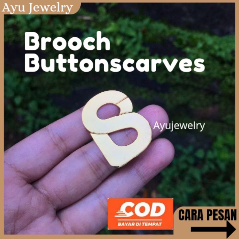 Bros Buttonscarves Brooch Button Glosy  KW mirip Ori