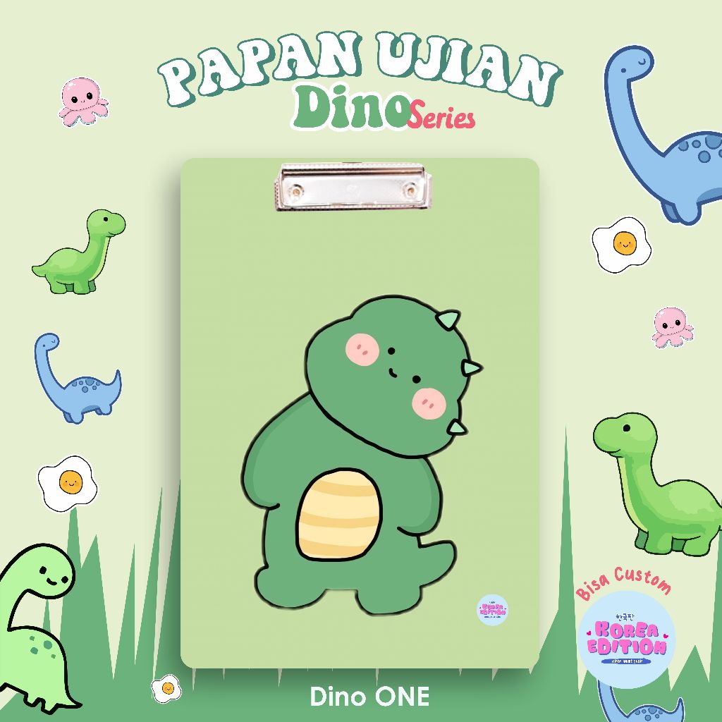 

Papan Ujian Dino Series Papan Jalan Tulis Clipboard Motif Lucu Stationary