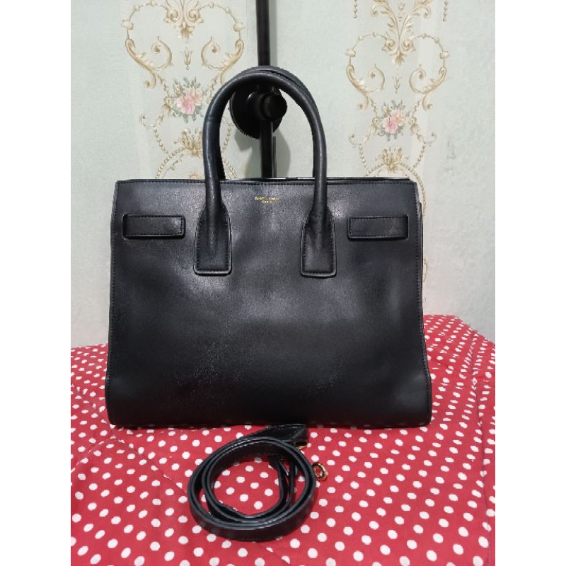 ysl handbag hitam preloved kulit tas wanita balek zipper lempo