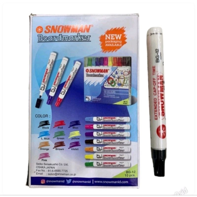 

Spidol SNOWMAN Boardmarker hitam/Spidol papan tulis Hitam (Non Permanen)