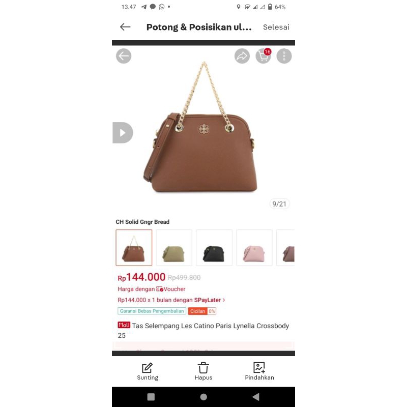 NEW Crossbody les catino paris lynella tas selempang coklat