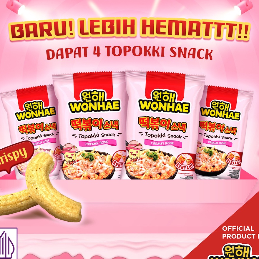 

99 BRANDS FESTIVAL PAKET ISI 4 Wonhae Topokki Snack Creamy Rose 8 gr by Mujigae Official Store Makanan Snack Teobokki Krim Krem Rose Tteokbokki Teopokki Topoki Cemilan Makanan Instan Korea Halal