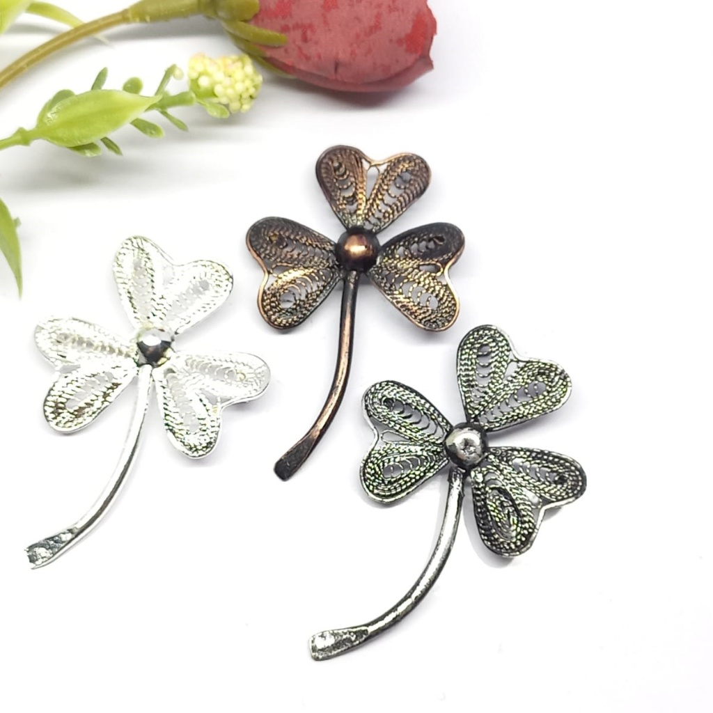 Bros Filigree Kebaya Jilbab Handmade Tembaga Krom Perak Asli Kotagede ID037