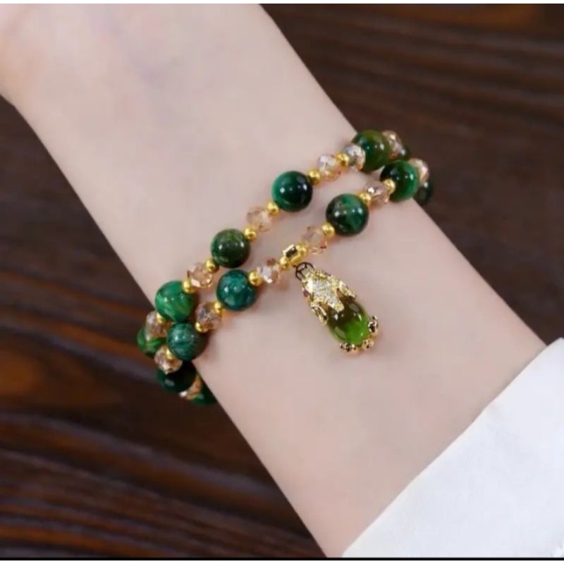 gelang batu giok hijau tua T56