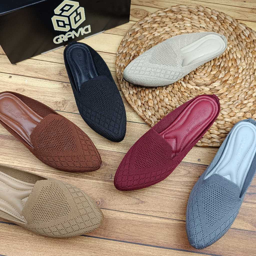 GRAVICI - SANDAL FLAT RAJUT WANITA TRENDY JA-101