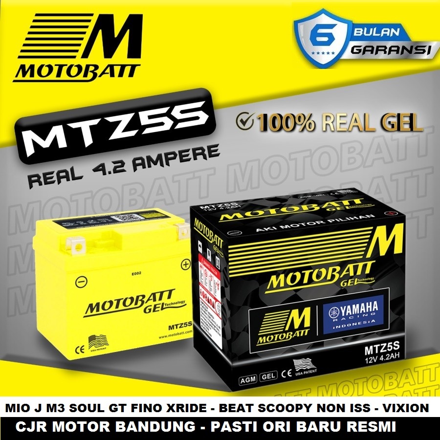 MOTOBATT ORI Aki Gel MTZ5S GTZ5S 4Ah aki motor MIO J M3 GEAR JUPITER MX KING REVO BLADE BEAT