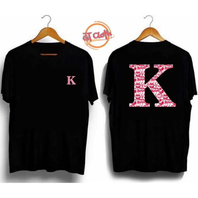 LOGO Inisial Nama Huruf K Kiss Baju Kaos Disteo Premium Pria Wanita Combed30s