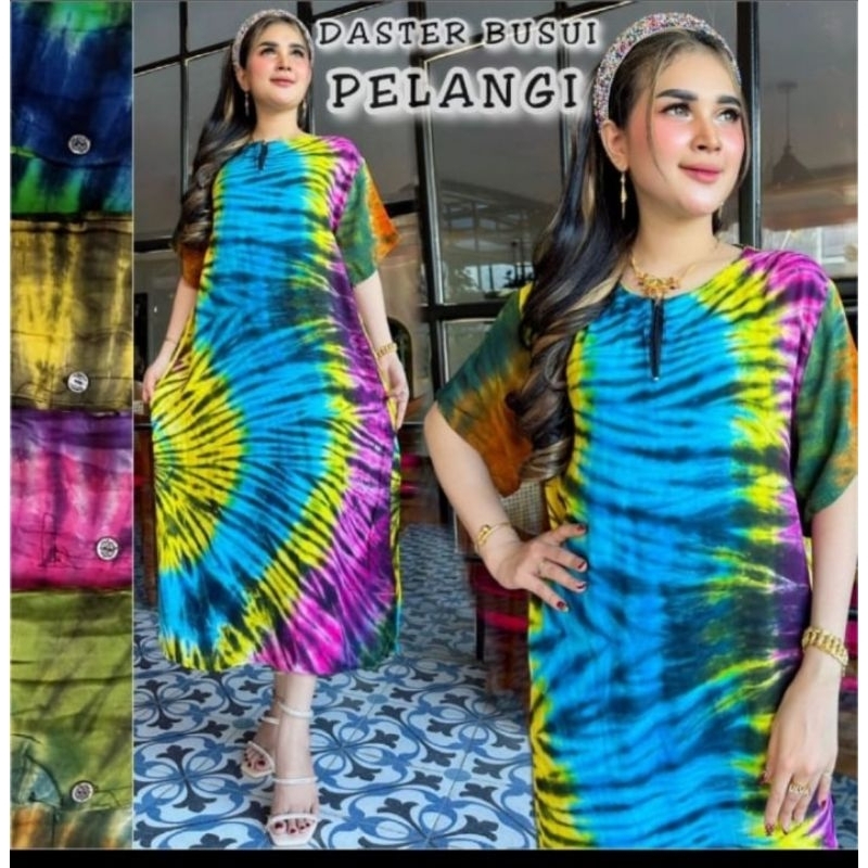 Baju Daster Rayon Busui Kancing Depan Pelangi