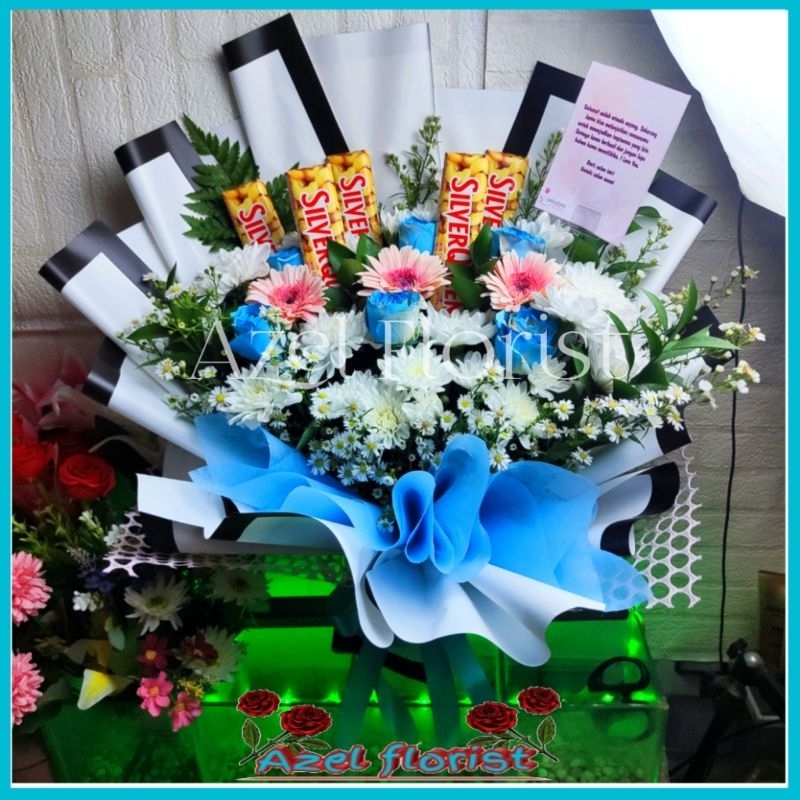 handbouquet buket coklat bunga asli segar