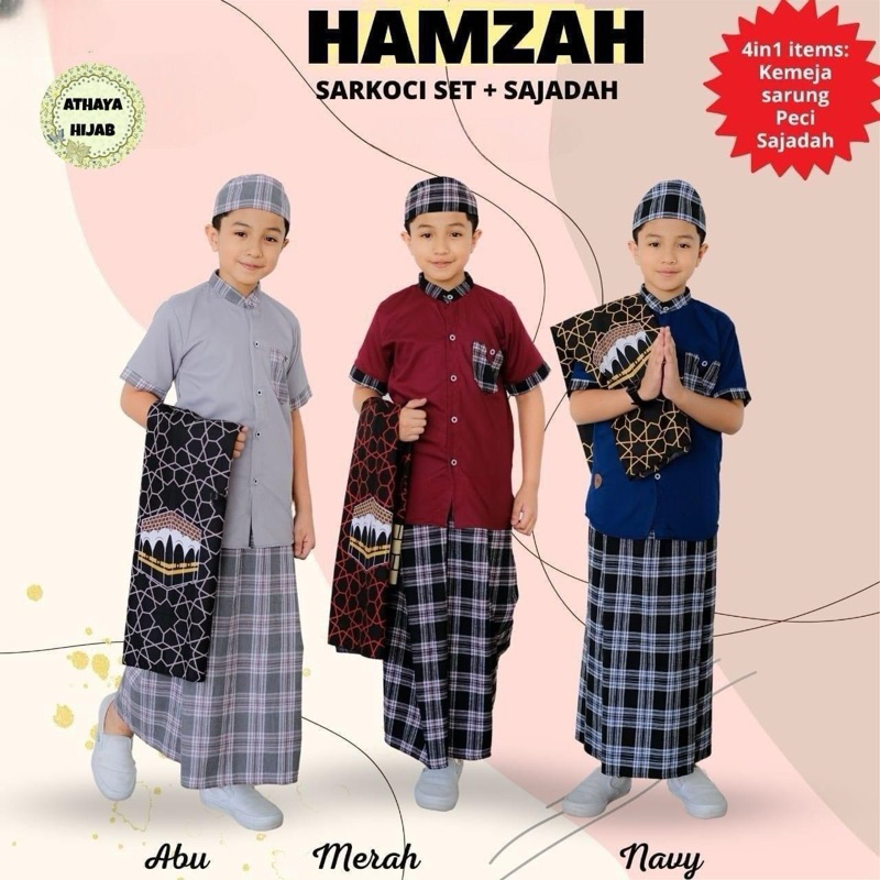Set Koko Sarung Hamzah / Sarung Celana Koko Anak / Sarung Instan Anak