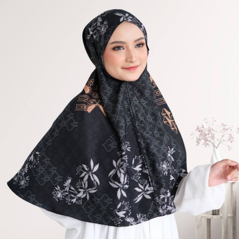 jilbab instan bergo motif bahan silk premium