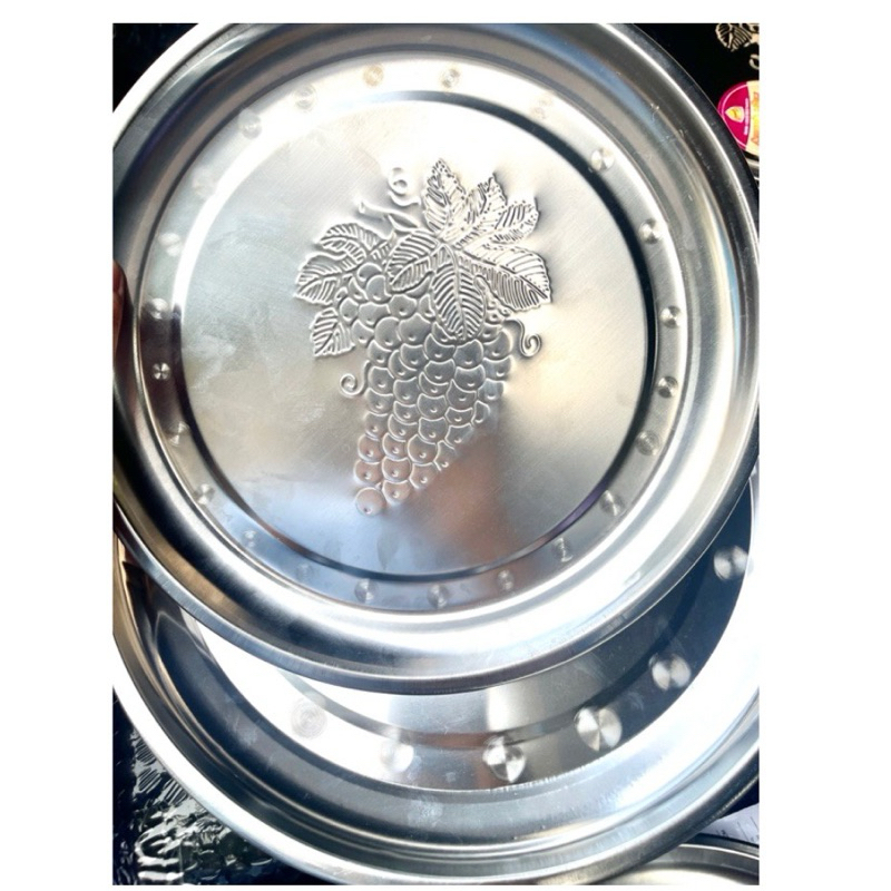 Nampan bulat stainless anggur anti karat 34cm